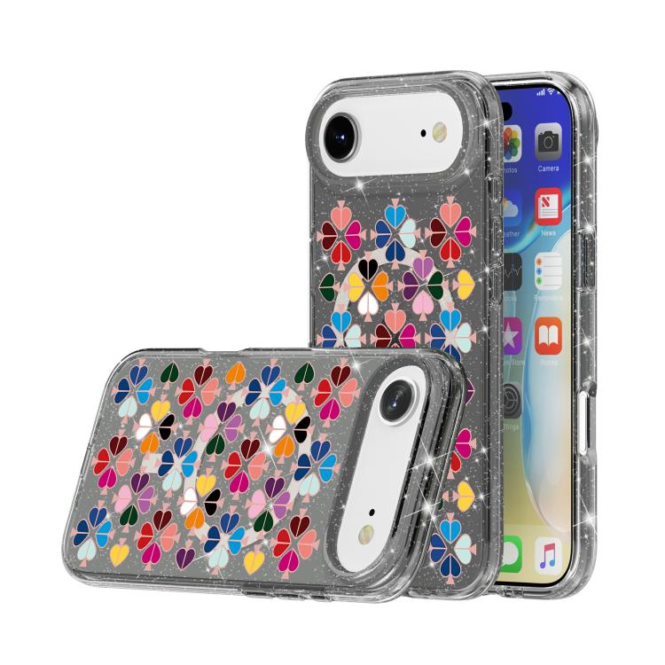 For iPhone Air Glittering Crystal Red Heart Pattern Magnetic Phone Case