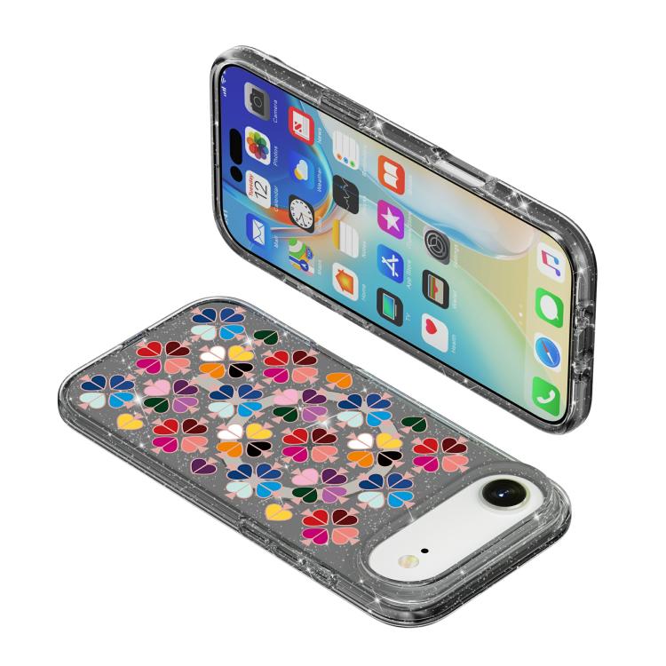 For iPhone Air Glittering Crystal Red Heart Pattern Magnetic Phone Case