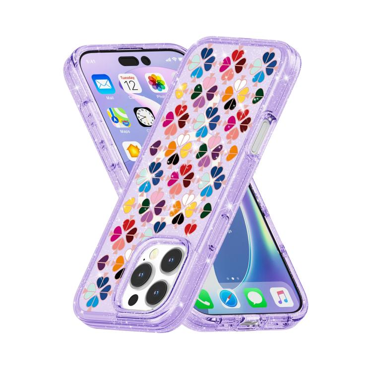 For iPhone 16 Pro Max Glittering Crystal Red Heart Pattern Magnetic Phone Case