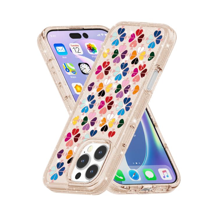 For iPhone 16 Pro Max Glittering Crystal Red Heart Pattern Magnetic Phone Case