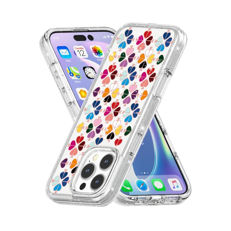 For iPhone 16 Pro Glittering Crystal Red Heart Pattern Magnetic Phone Case