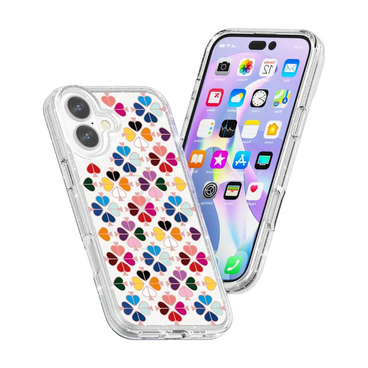 For iPhone 16 Plus Glittering Crystal Red Heart Pattern Magnetic Phone Case