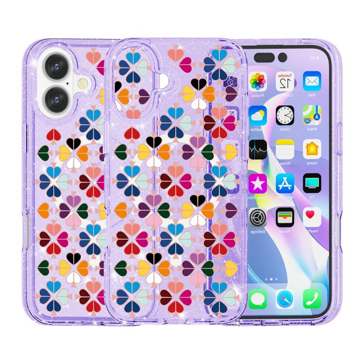 For iPhone 16 Plus Glittering Crystal Red Heart Pattern Magnetic Phone Case