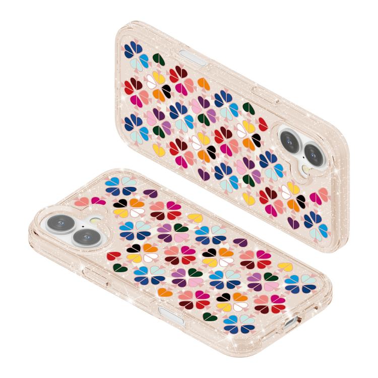 For iPhone 16 Plus Glittering Crystal Red Heart Pattern Magnetic Phone Case
