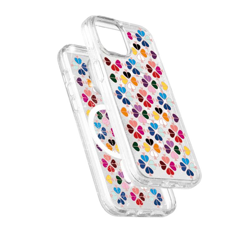 For iPhone 15 Plus Glittering Crystal Red Heart Pattern Magnetic Phone Case