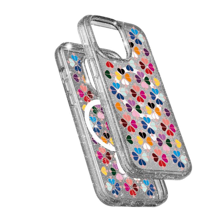 For iPhone 14 Pro Glittering Crystal Red Heart Pattern Magnetic Phone Case