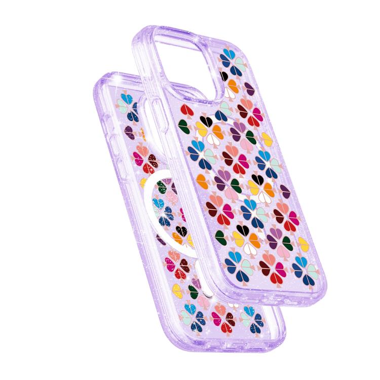 For iPhone 14 Pro Max Glittering Crystal Red Heart Pattern Magnetic Phone Case