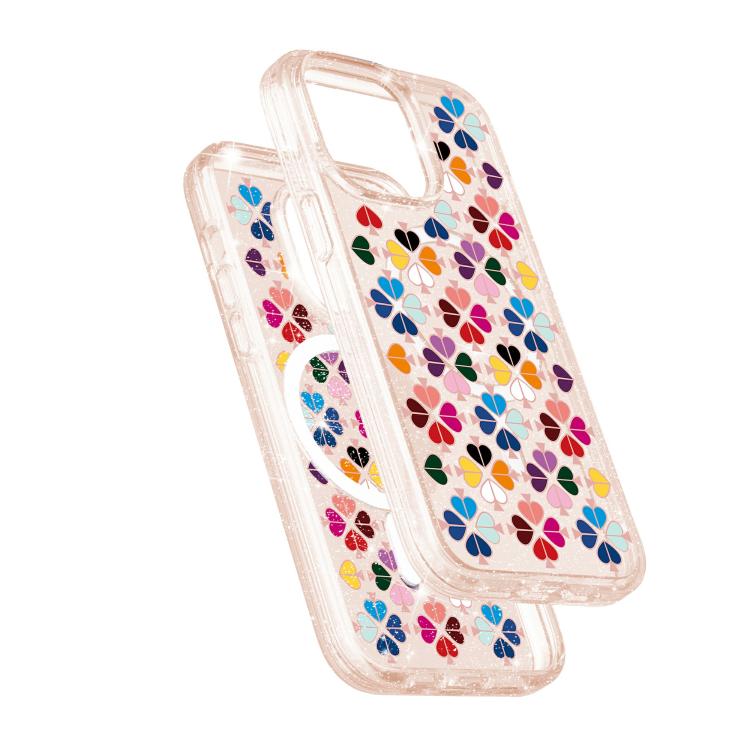 For iPhone 13 Pro Glittering Crystal Red Heart Pattern Magnetic Phone Case