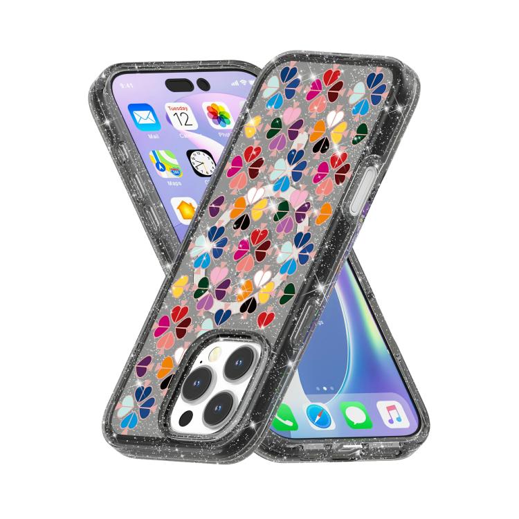 For iPhone 13 Glittering Crystal Red Heart Pattern Magnetic Phone Case