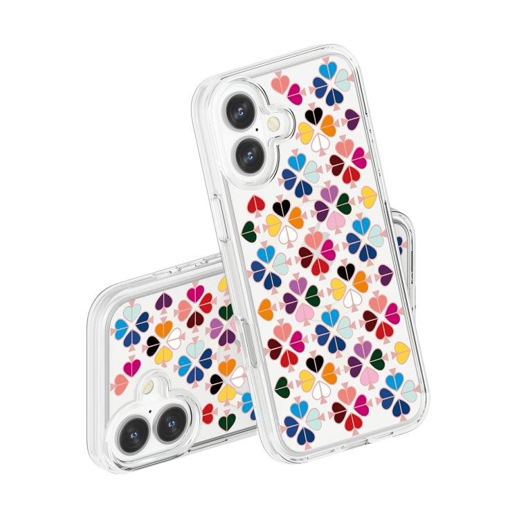 For iPhone 17 Transparent Crystal Red Heart Pattern Magnetic Phone Case - Transparent