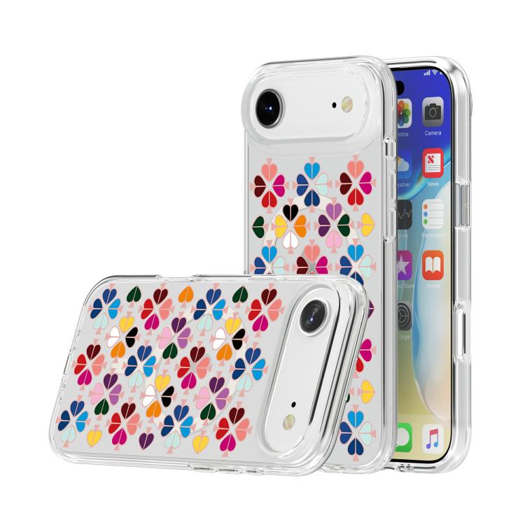 For iPhone Air Transparent Crystal Red Heart Pattern Magnetic Phone Case - Transparent