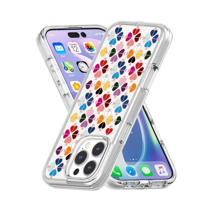 For iPhone 16 Pro Max Transparent Crystal Red Heart Pattern Magnetic Phone Case - Transparent