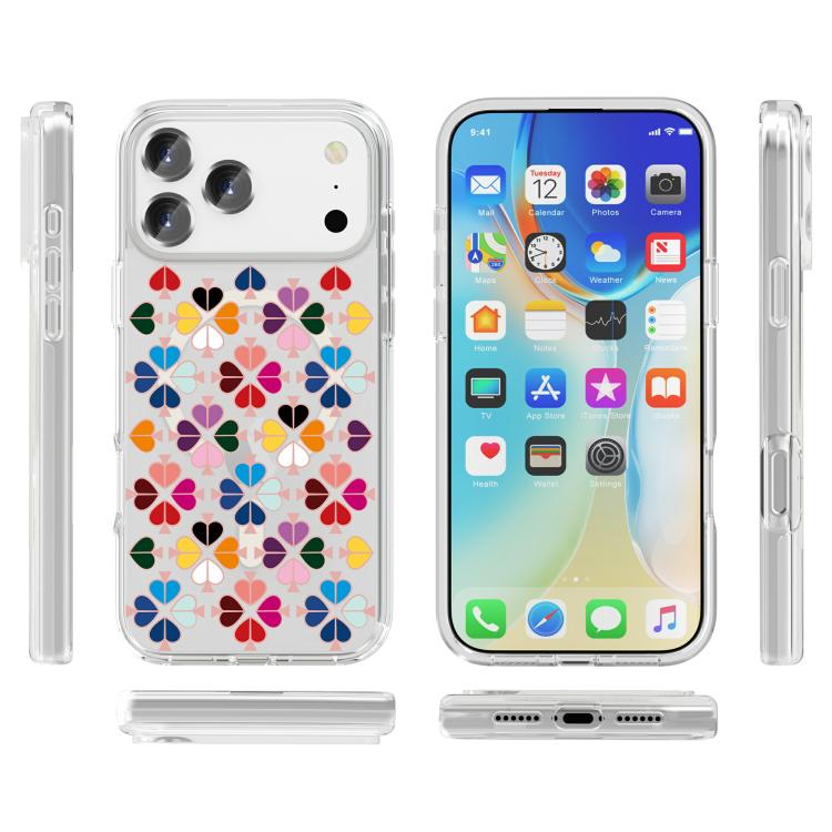 For iPhone 17 Pro Max Transparent Crystal Red Heart Pattern Magnetic Phone Case - Transparent