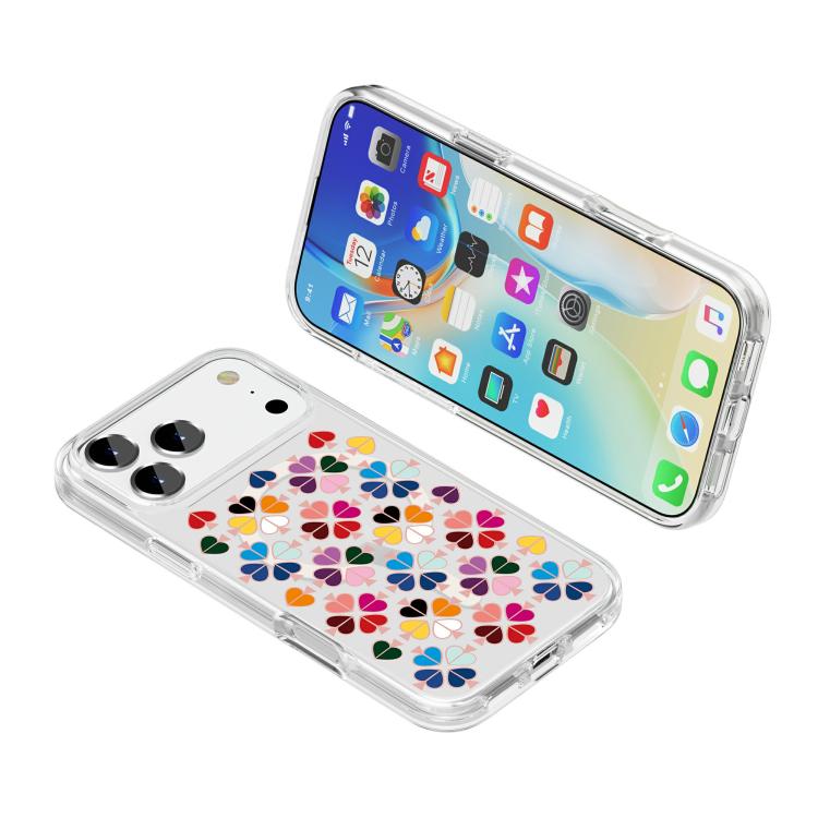 For iPhone 17 Pro Max Transparent Crystal Red Heart Pattern Magnetic Phone Case - Transparent