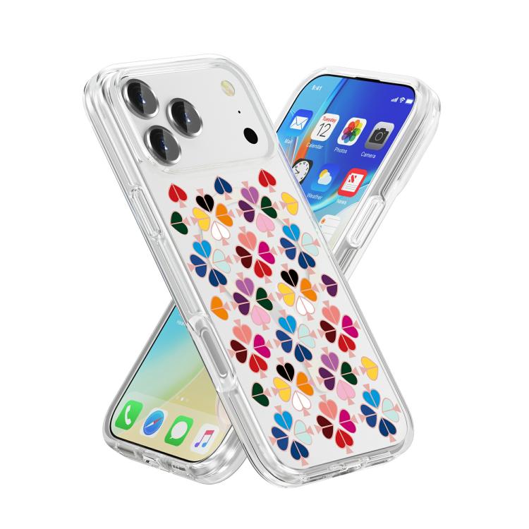 For iPhone 17 Pro Transparent Crystal Red Heart Pattern Magnetic Phone Case - Transparent