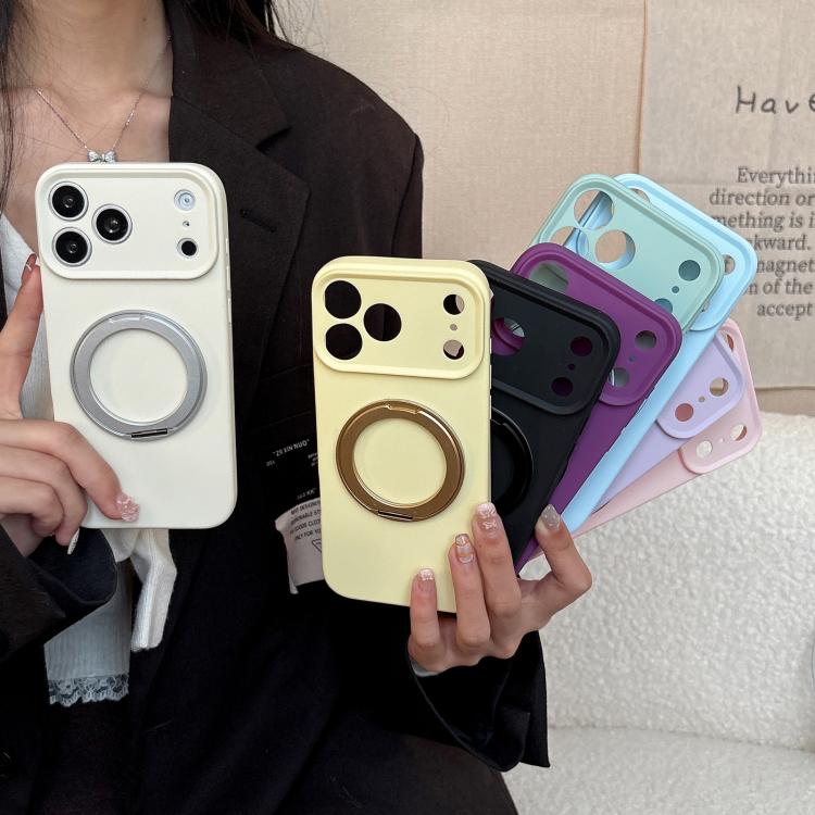 For iPhone 15 Stress Relief Holder Magnetic Fine Hole Silicone Phone Case