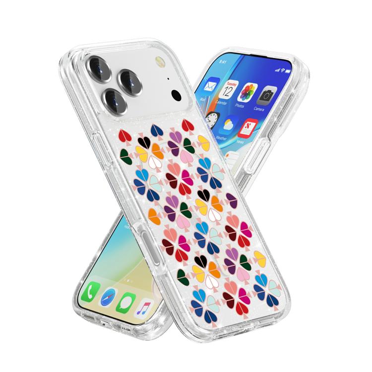 For iPhone 17 Pro Max Glittering Crystal Red Heart Pattern Magnetic Phone Case