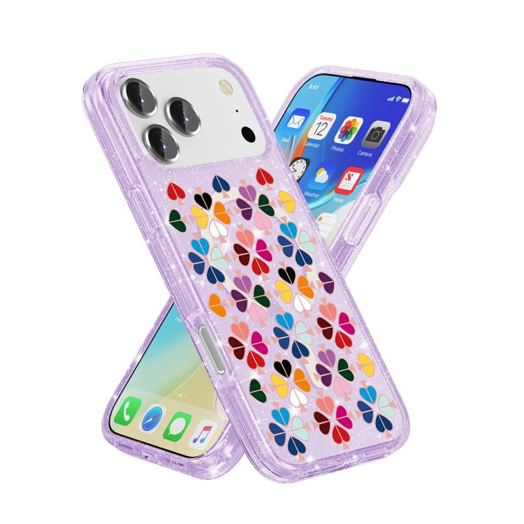 For iPhone 17 Pro Max Glittering Crystal Red Heart Pattern Magnetic Phone Case