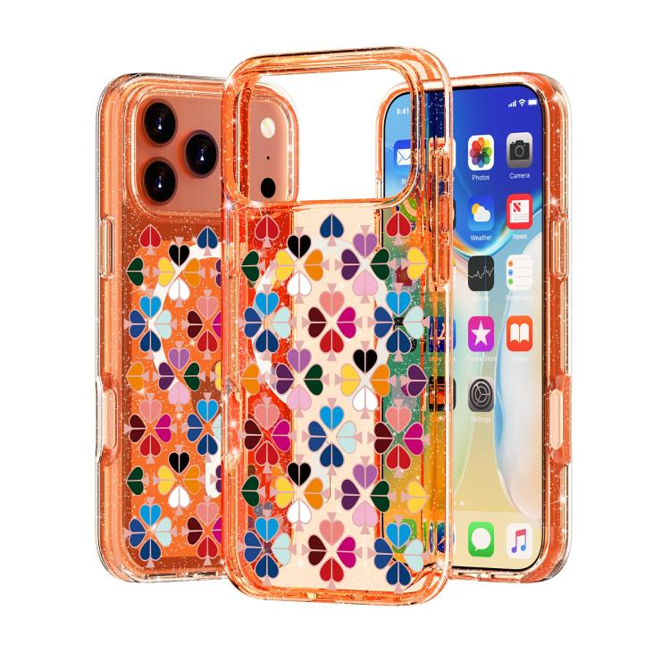 For iPhone 17 Pro Max Glittering Crystal Red Heart Pattern Magnetic Phone Case