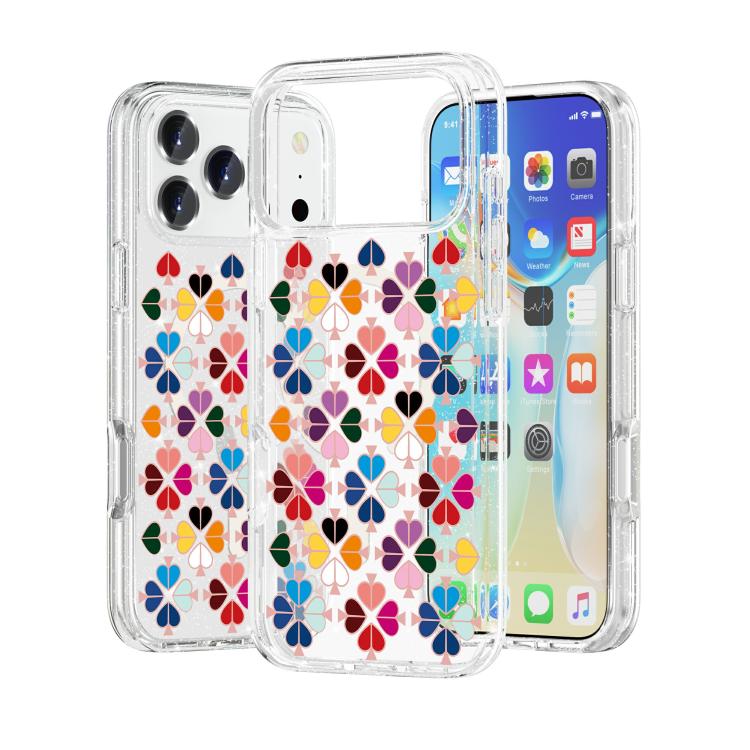 For iPhone 17 Pro Glittering Crystal Red Heart Pattern Magnetic Phone Case