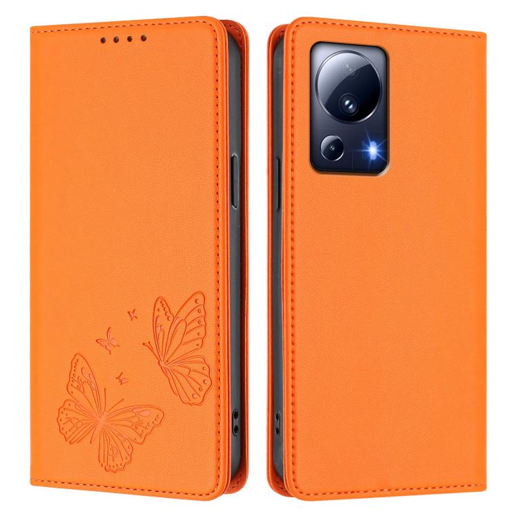 For Xiaomi 13 Lite / Civi 2 Strong Magnetic Dual Butterfly RFID Vegan Leather Phone Case