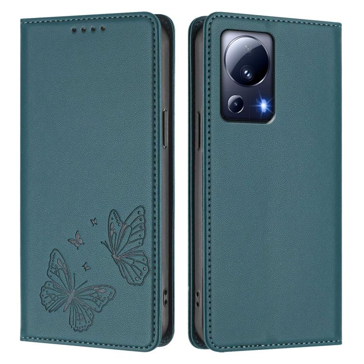 For Xiaomi 13 Lite / Civi 2 Strong Magnetic Dual Butterfly RFID Vegan Leather Phone Case