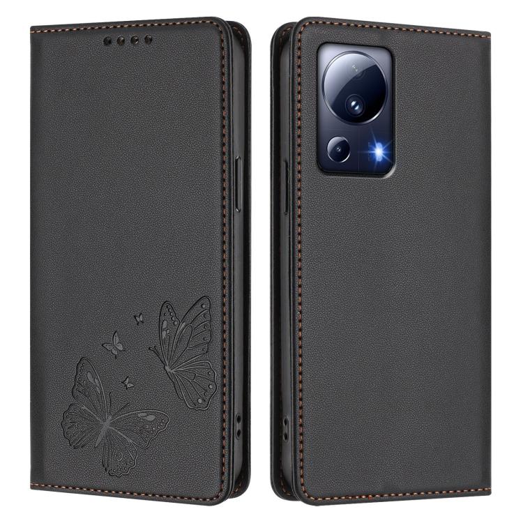 For Xiaomi 13 Lite / Civi 2 Strong Magnetic Dual Butterfly RFID Vegan Leather Phone Case