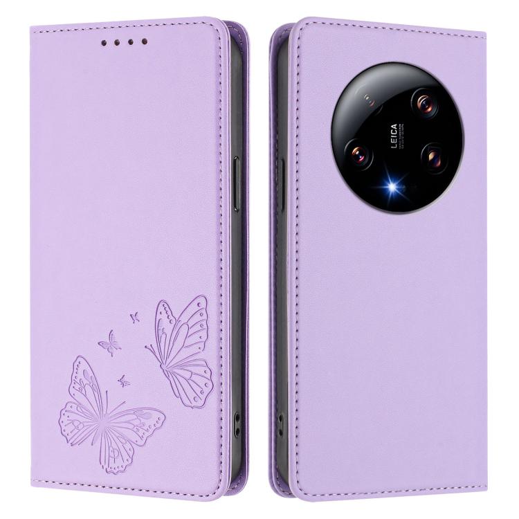 For Xiaomi 13 Ultra Strong Magnetic Dual Butterfly RFID Vegan Leather Phone Case