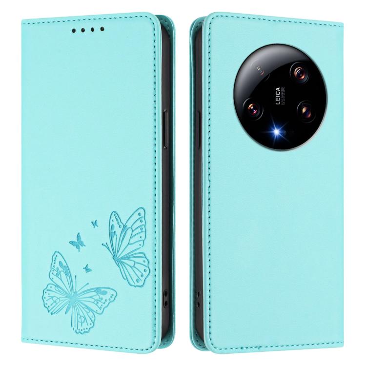 For Xiaomi 13 Ultra Strong Magnetic Dual Butterfly RFID Vegan Leather Phone Case