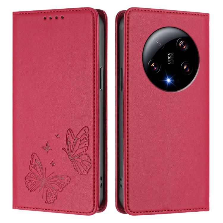 For Xiaomi 13 Ultra Strong Magnetic Dual Butterfly RFID Vegan Leather Phone Case