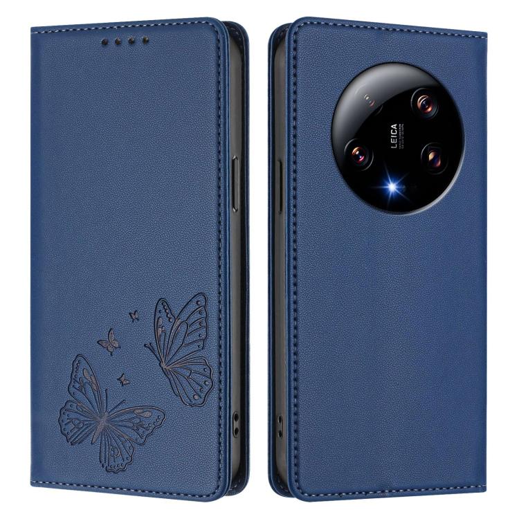 For Xiaomi 13 Ultra Strong Magnetic Dual Butterfly RFID Vegan Leather Phone Case