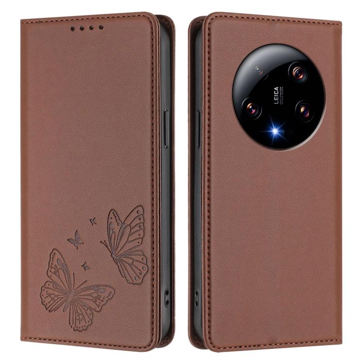 For Xiaomi 13 Ultra Strong Magnetic Dual Butterfly RFID Vegan Leather Phone Case