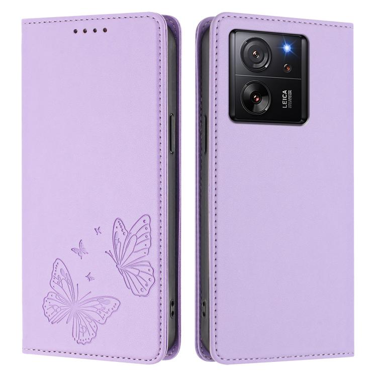 For Xiaomi 13T / 13T Pro / Redmi K60 Ultra Strong Magnetic Dual Butterfly RFID Vegan Leather Phone Case