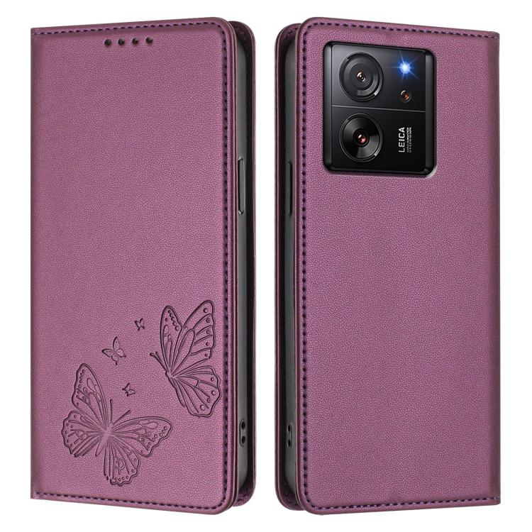 For Xiaomi 13T / 13T Pro / Redmi K60 Ultra Strong Magnetic Dual Butterfly RFID Vegan Leather Phone Case