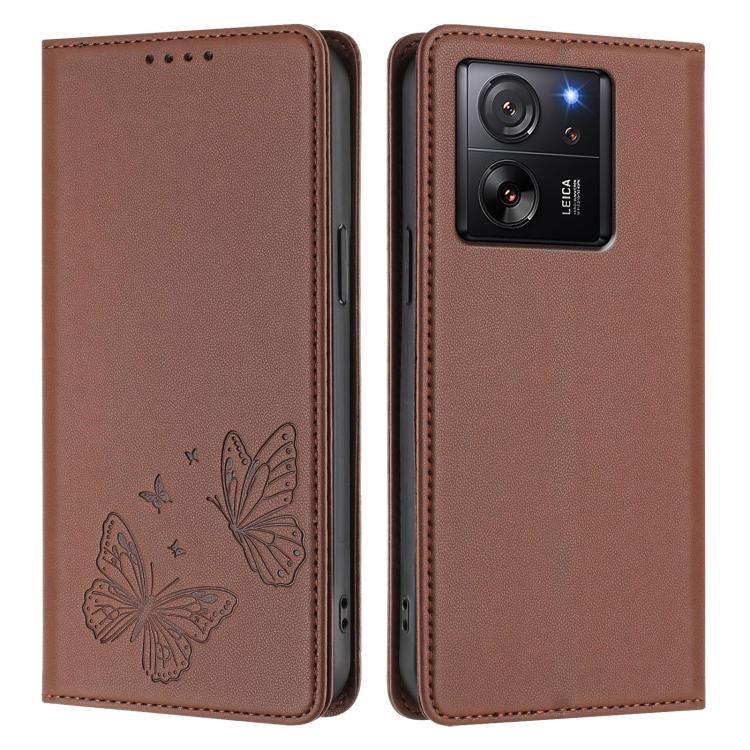 For Xiaomi 13T / 13T Pro / Redmi K60 Ultra Strong Magnetic Dual Butterfly RFID Vegan Leather Phone Case