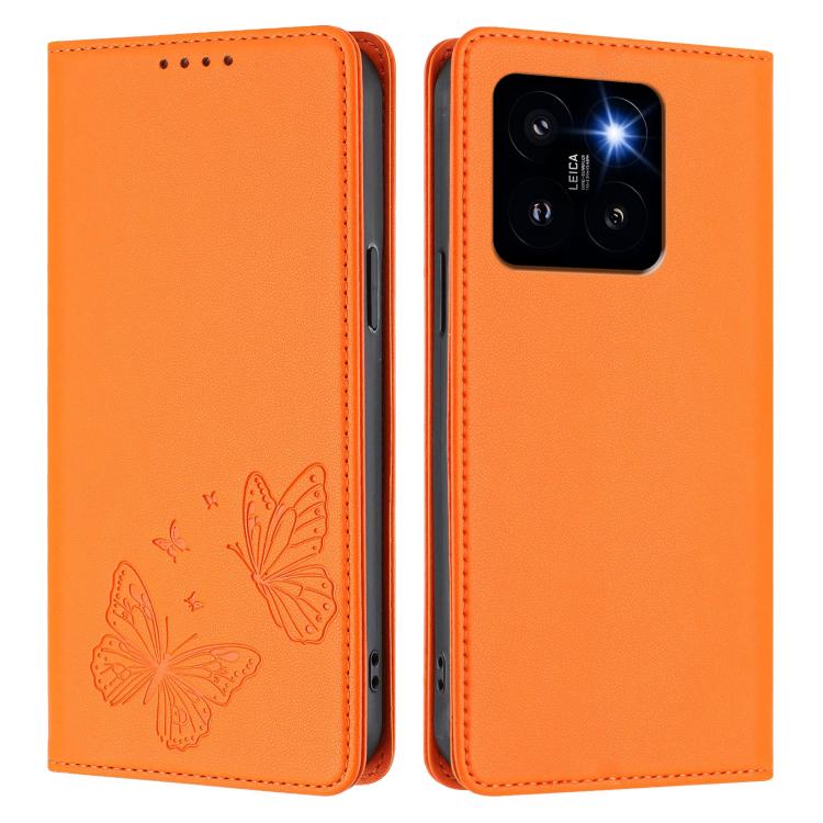 For Xiaomi 14 Pro Strong Magnetic Dual Butterfly RFID Vegan Leather Phone Case
