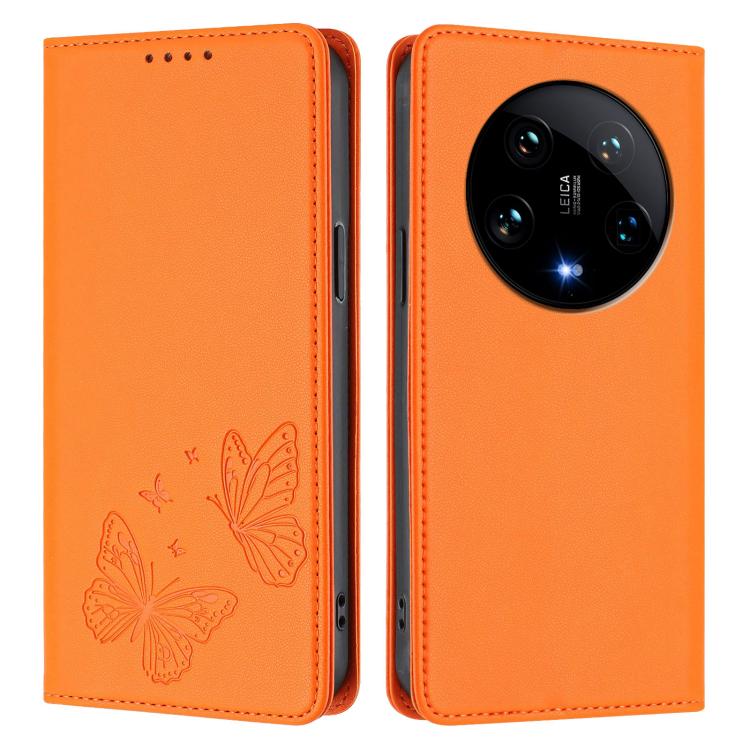 For Xiaomi 14 Ultra Strong Magnetic Dual Butterfly RFID Vegan Leather Phone Case