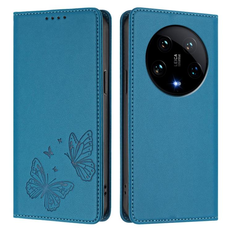 For Xiaomi 14 Ultra Strong Magnetic Dual Butterfly RFID Vegan Leather Phone Case