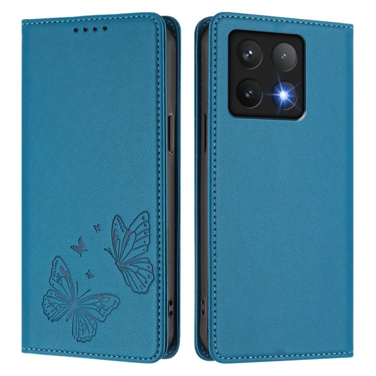 For Xiaomi 14T Strong Magnetic Dual Butterfly RFID Vegan Leather Phone Case