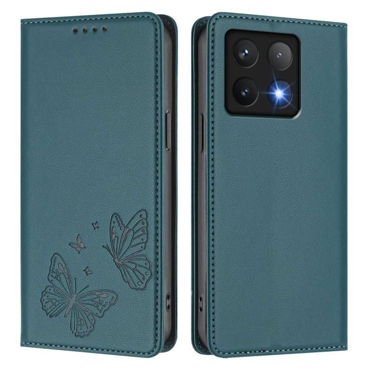 For Xiaomi 14T Strong Magnetic Dual Butterfly RFID Vegan Leather Phone Case