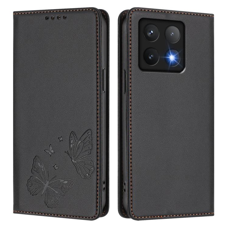 For Xiaomi 14T Strong Magnetic Dual Butterfly RFID Vegan Leather Phone Case