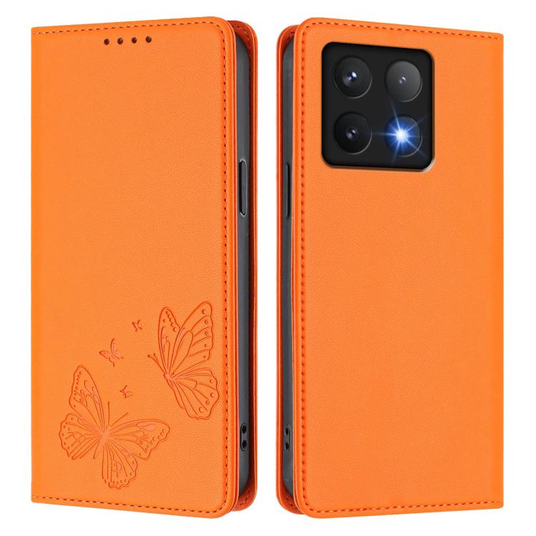 For Xiaomi 14T Pro Strong Magnetic Dual Butterfly RFID Vegan Leather Phone Case
