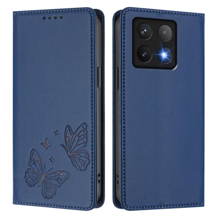 For Xiaomi 14T Pro Strong Magnetic Dual Butterfly RFID Vegan Leather Phone Case