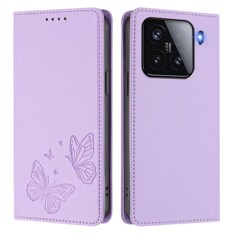 For Xiaomi 15 Strong Magnetic Dual Butterfly RFID Vegan Leather Phone Case