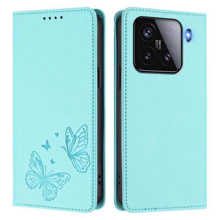 For Xiaomi 15 Strong Magnetic Dual Butterfly RFID Vegan Leather Phone Case