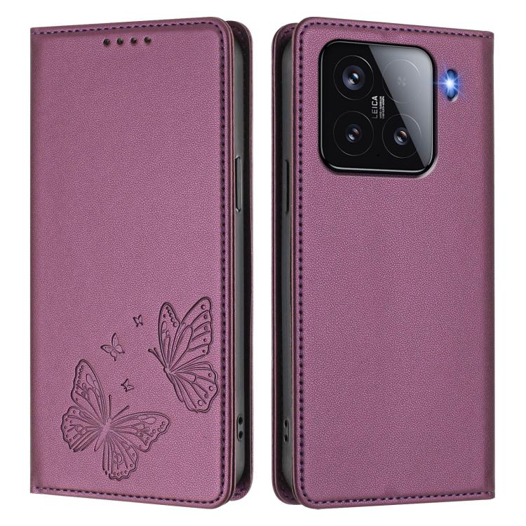 For Xiaomi 15 Strong Magnetic Dual Butterfly RFID Vegan Leather Phone Case