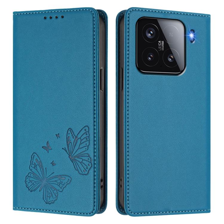 For Xiaomi 15 Strong Magnetic Dual Butterfly RFID Vegan Leather Phone Case