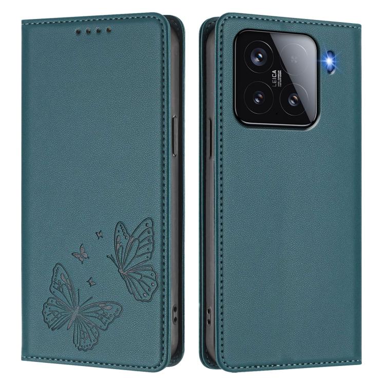 For Xiaomi 15 Strong Magnetic Dual Butterfly RFID Vegan Leather Phone Case