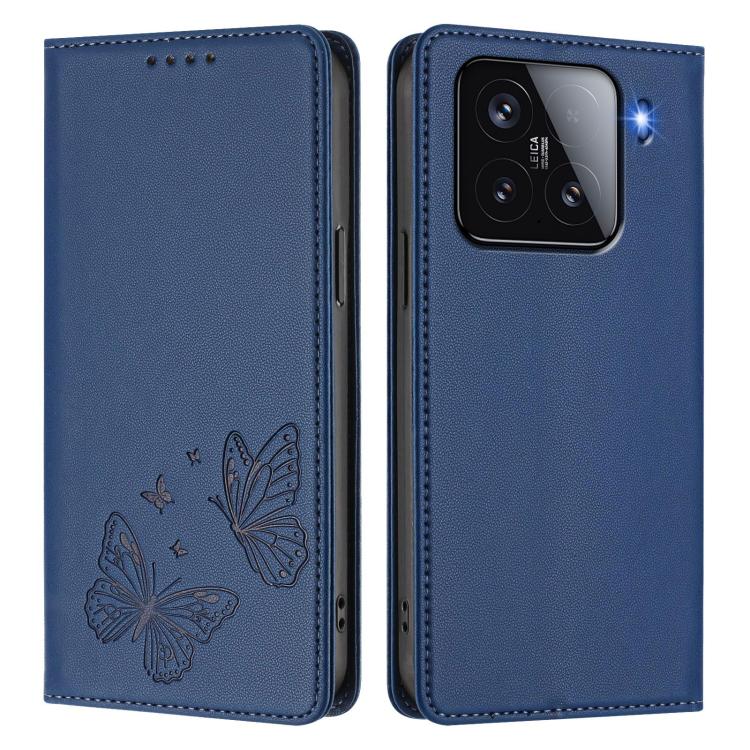 For Xiaomi 15 Strong Magnetic Dual Butterfly RFID Vegan Leather Phone Case