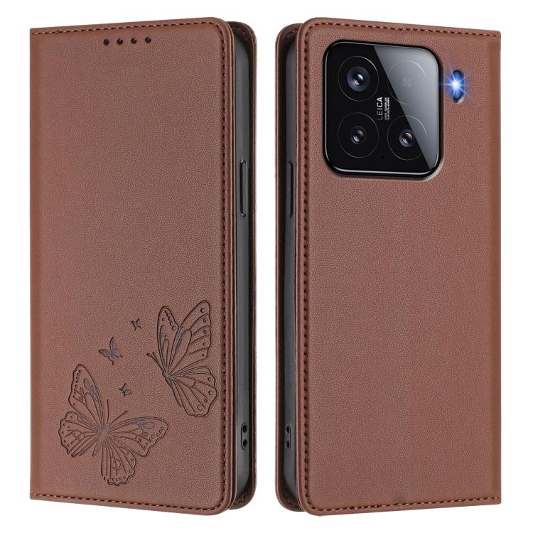 For Xiaomi 15 Strong Magnetic Dual Butterfly RFID Vegan Leather Phone Case